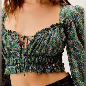 For Love and Lemons Alisa Crop Top Sz S Ditsy Floral Retro 60’s Hippie